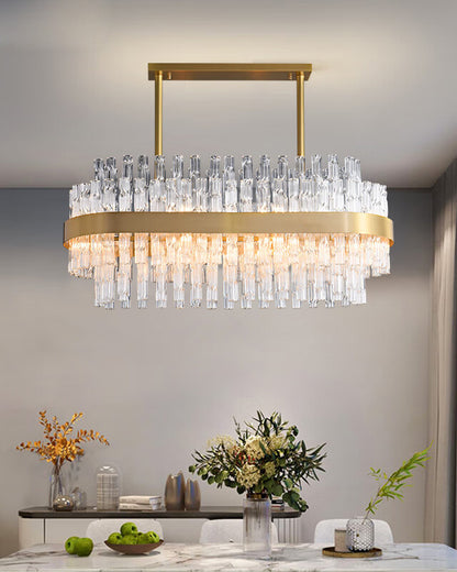 WOMO Gold Rectangular Crystal Chandelier-WM2548