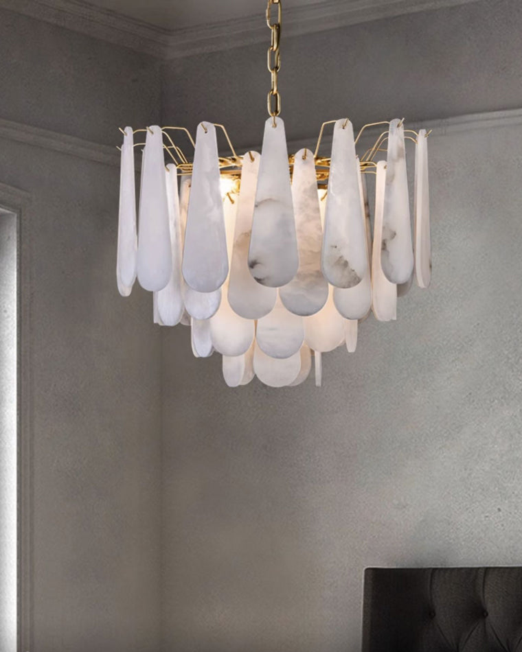 WOMO Tiered Raindrop Alabaster Chandelier-WM2395