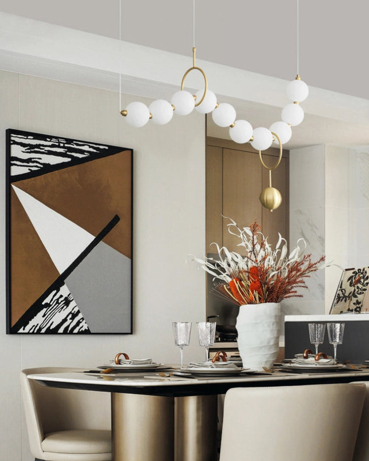 WOMO Pearl Brass Globe Dining Room Chandelier-WM2102a