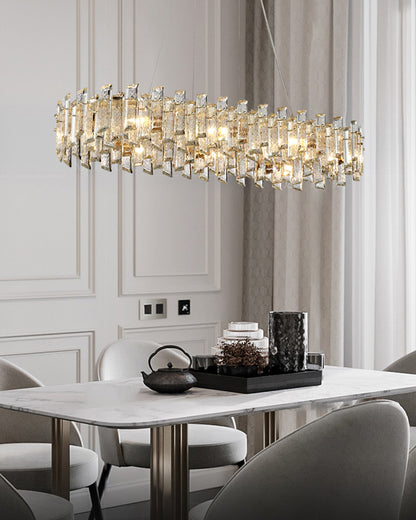 WOMO Gold Crystal Long Oval Chandelier-WM2403