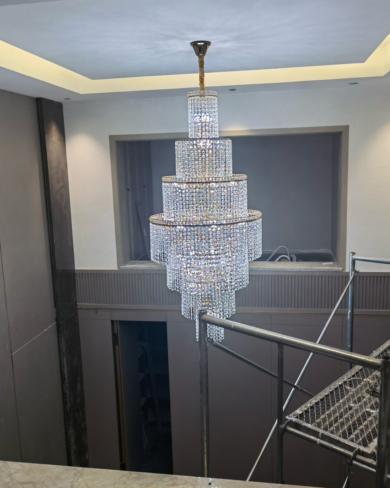 WOMO Tiered Crystal Foyer Chandelier-WM2386