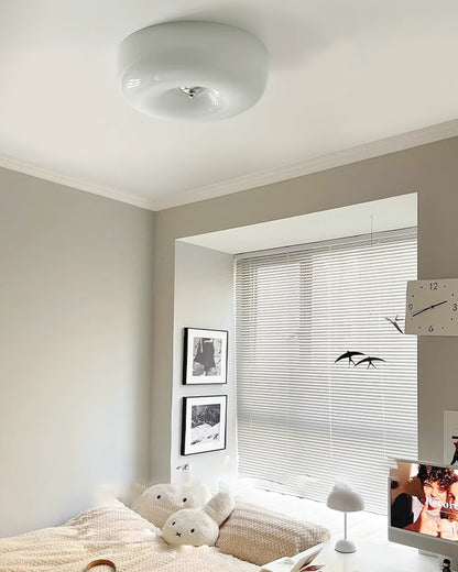 WOMO Round Milk Glass Flush Mount Ceiling Light-WM1134