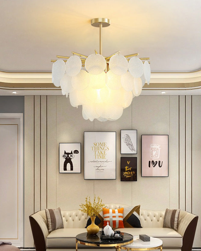 WOMO Tiered Textured Glass Cloud Chandelier-WM2005