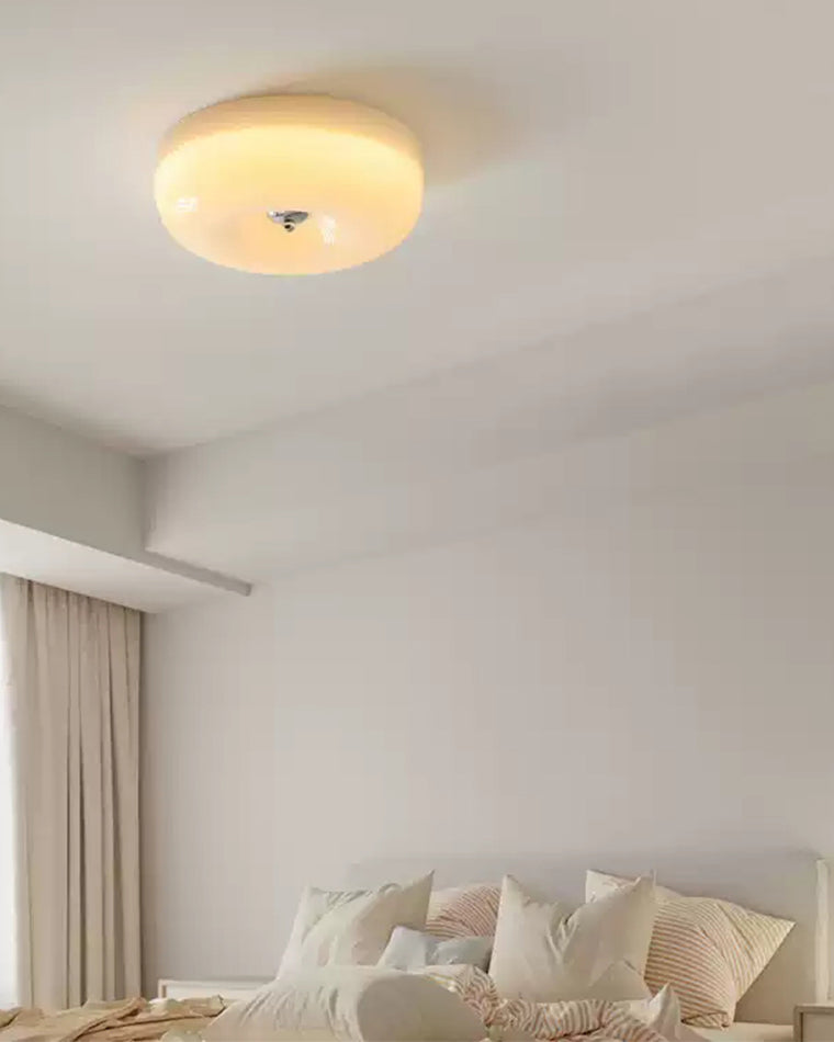 WOMO Round Milk Glass Flush Mount Ceiling Light-WM1134