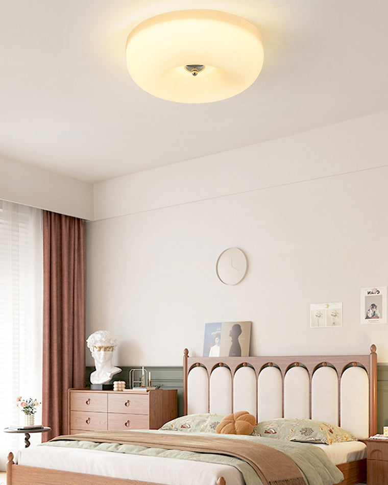 WOMO Round Milk Glass Flush Mount Ceiling Light-WM1134