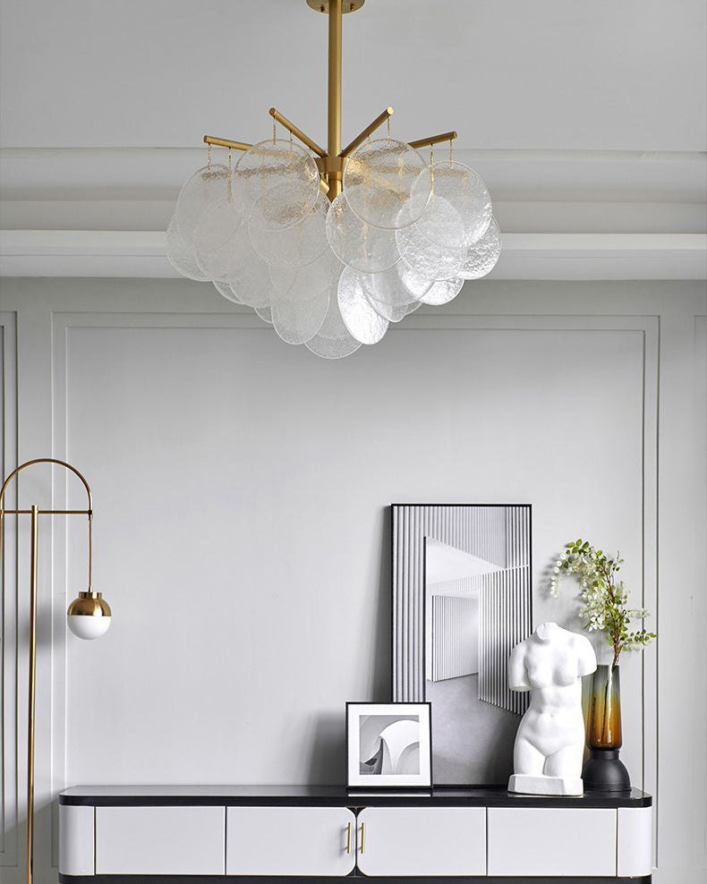 WOMO Tiered Textured Glass Cloud Chandelier-WM2005