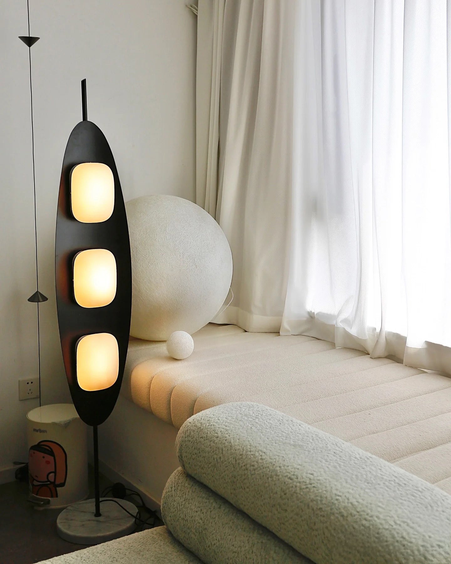 WOMO Modern Wood Oval Floor Lamp-WM7080