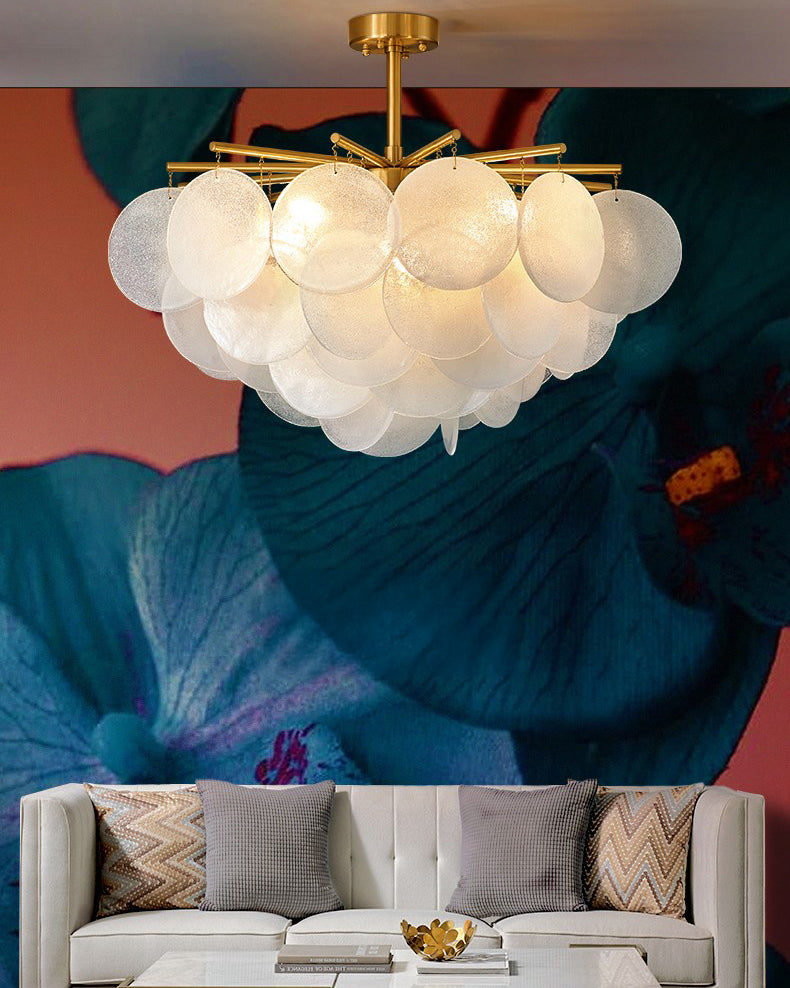 WOMO Tiered Textured Glass Cloud Chandelier-WM2005