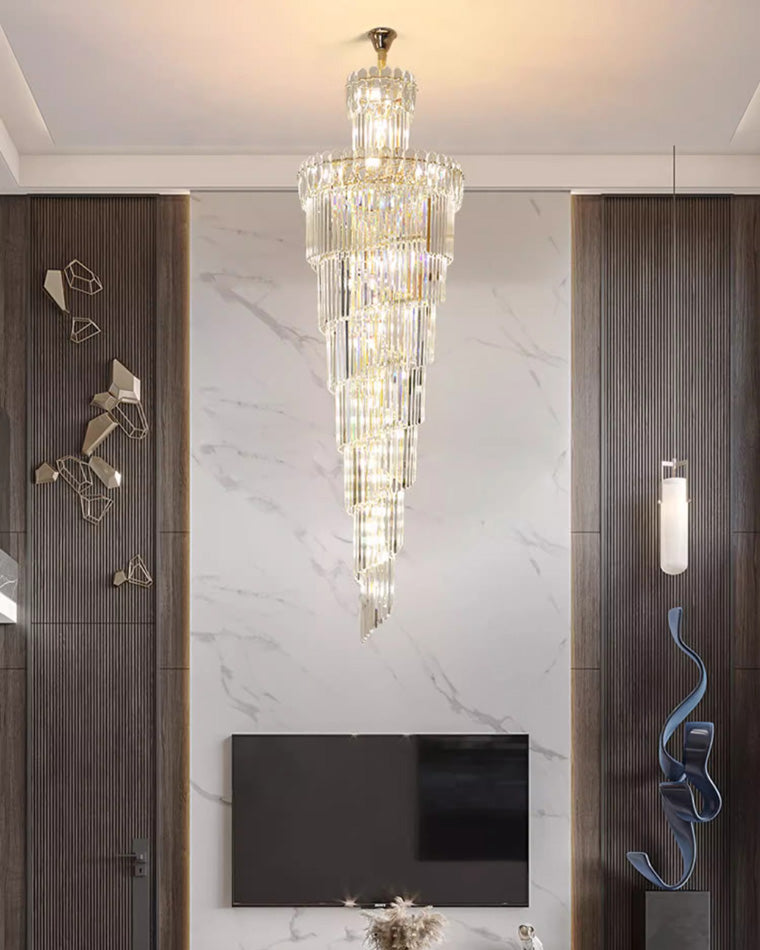 WOMO Long Tiered Crystal Chandelier-WM2387