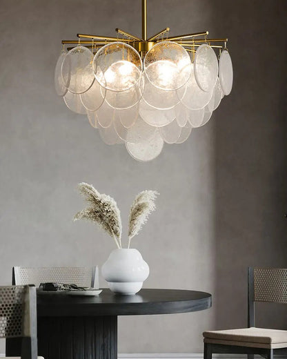 WOMO Tiered Textured Glass Cloud Chandelier-WM2005