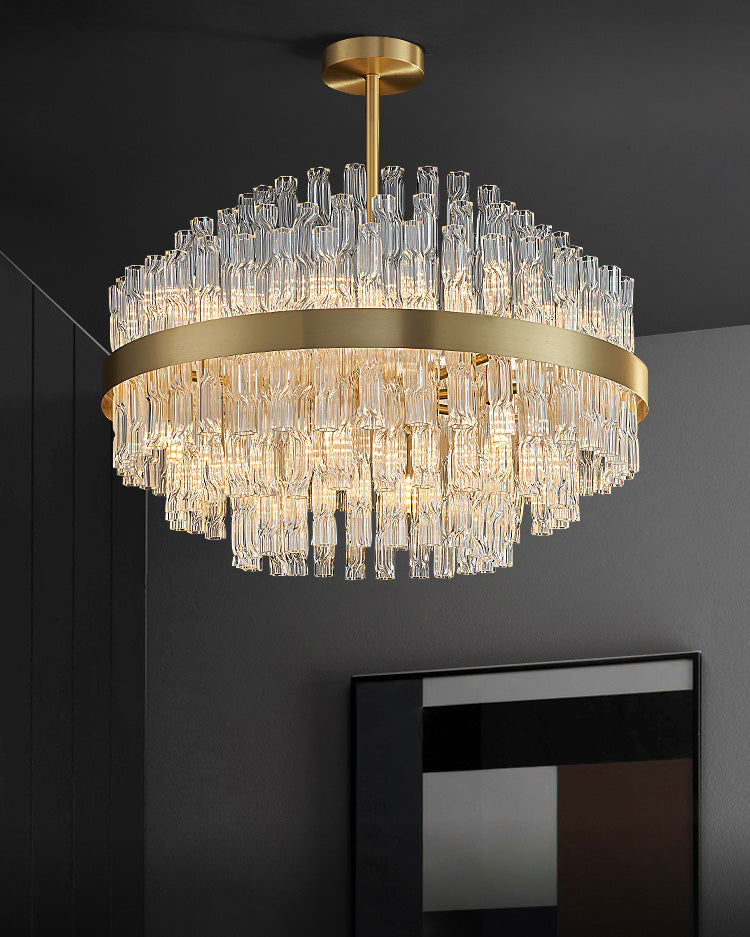 WOMO Gold Round Crystal Chandelier-WM2547