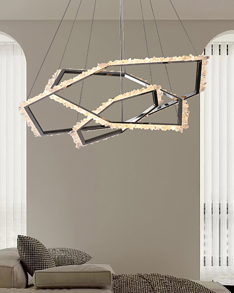 WOMO Tiered Hexagon Crystal Chandelier-WM2712