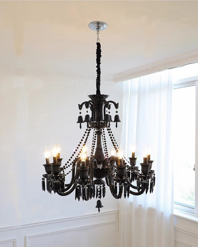 WOMO Victorian Black Candlestic Crystal Chandelier-WM2373