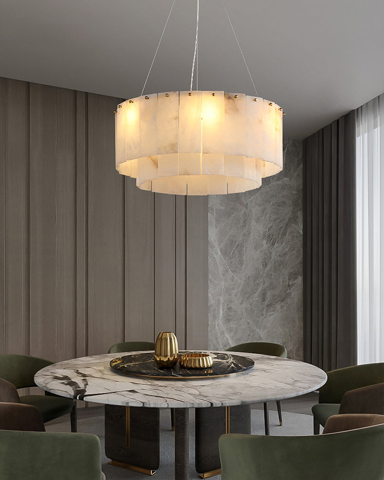 WOMO Round Alabaster Chandelier-WM2843