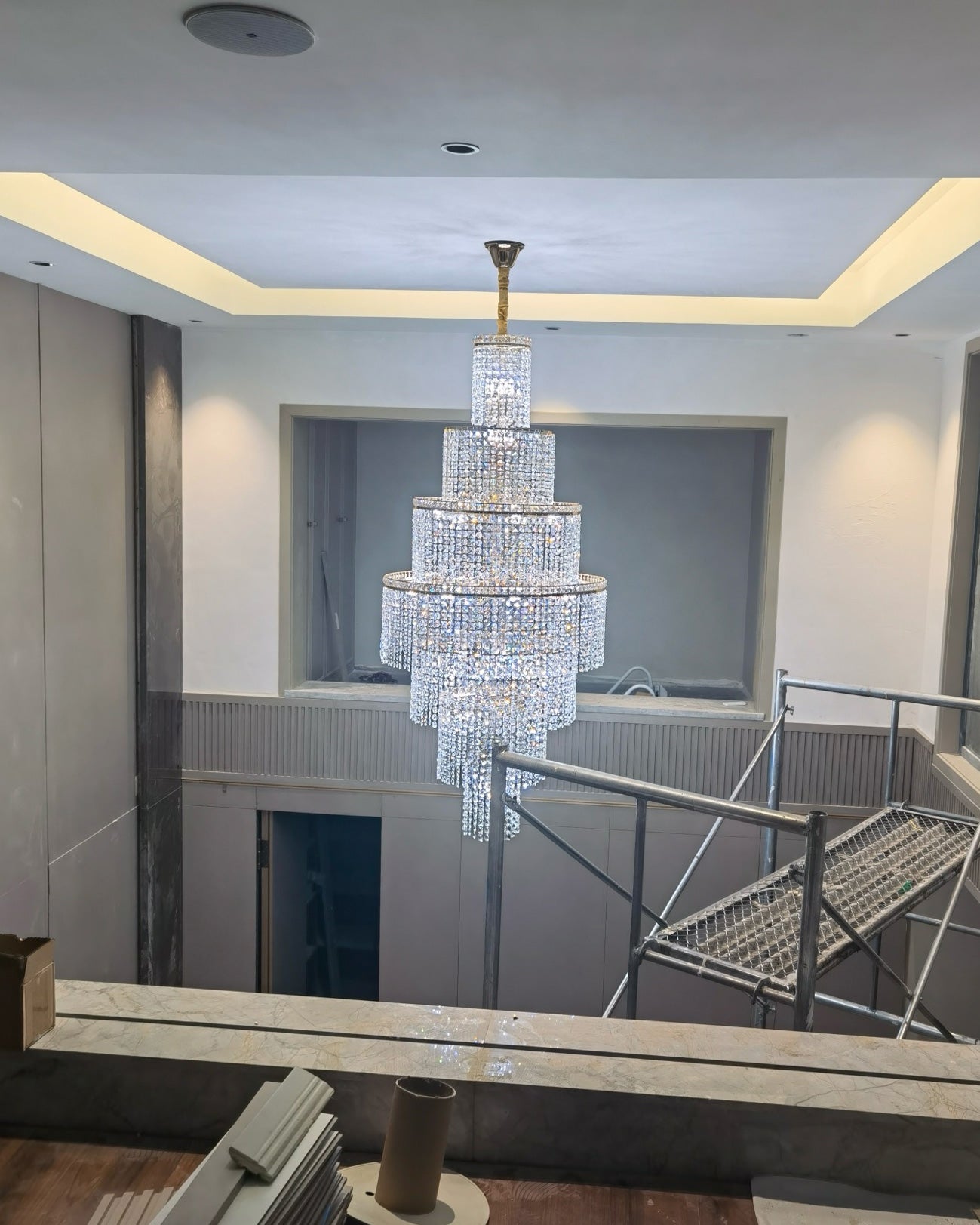 WOMO Tiered Crystal Foyer Chandelier-WM2386