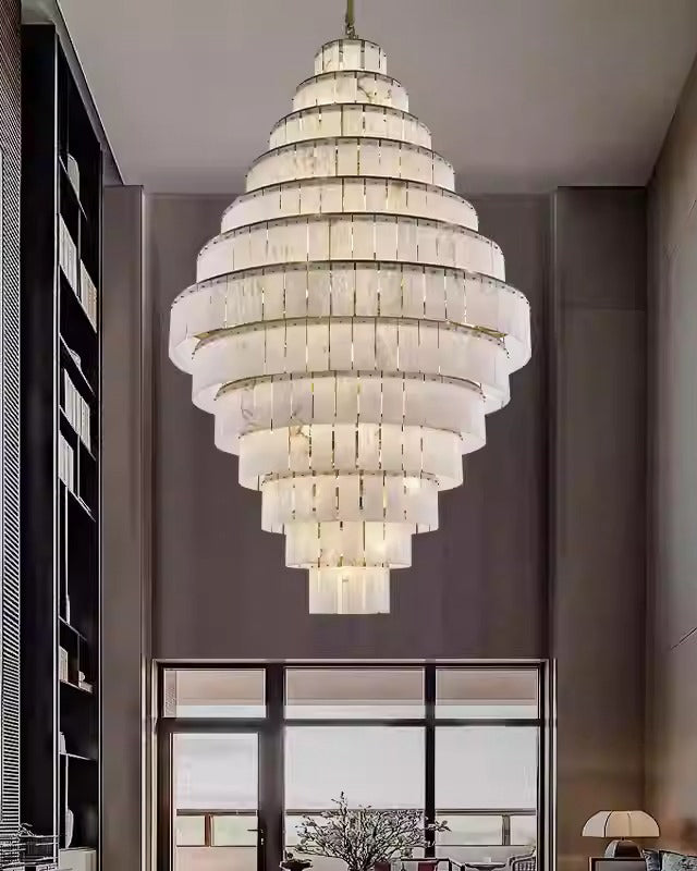 WOMO Giant Tiered Alabaster Foyer Chandelier-WM2926