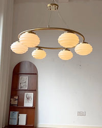 WOMO Fluted Glass Globe Round Chandelier-WM2767