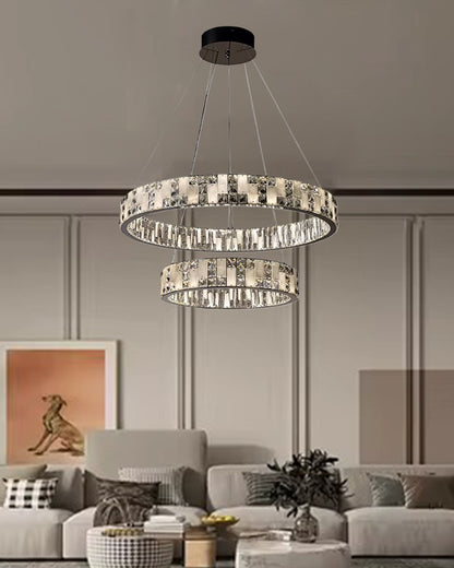 WOMO Tiered Round Crystal Alabaster Chandelier-WM2740