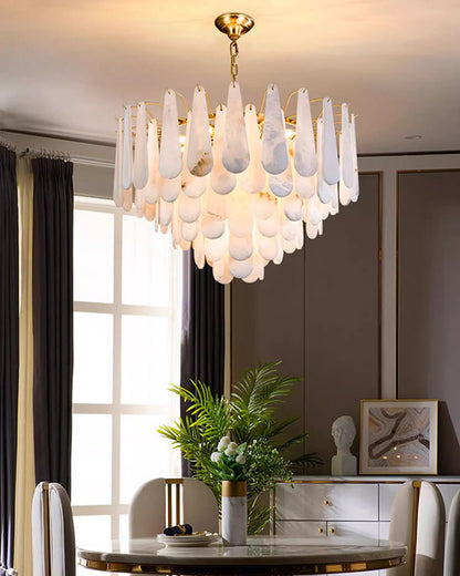 WOMO Tiered Raindrop Alabaster Chandelier-WM2395