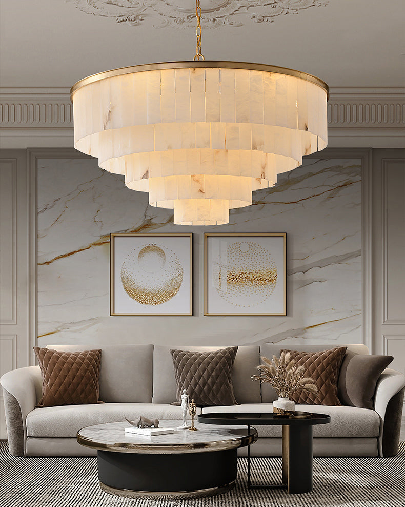 WOMO Tiered Round Alabaster Chandelier-WM2853