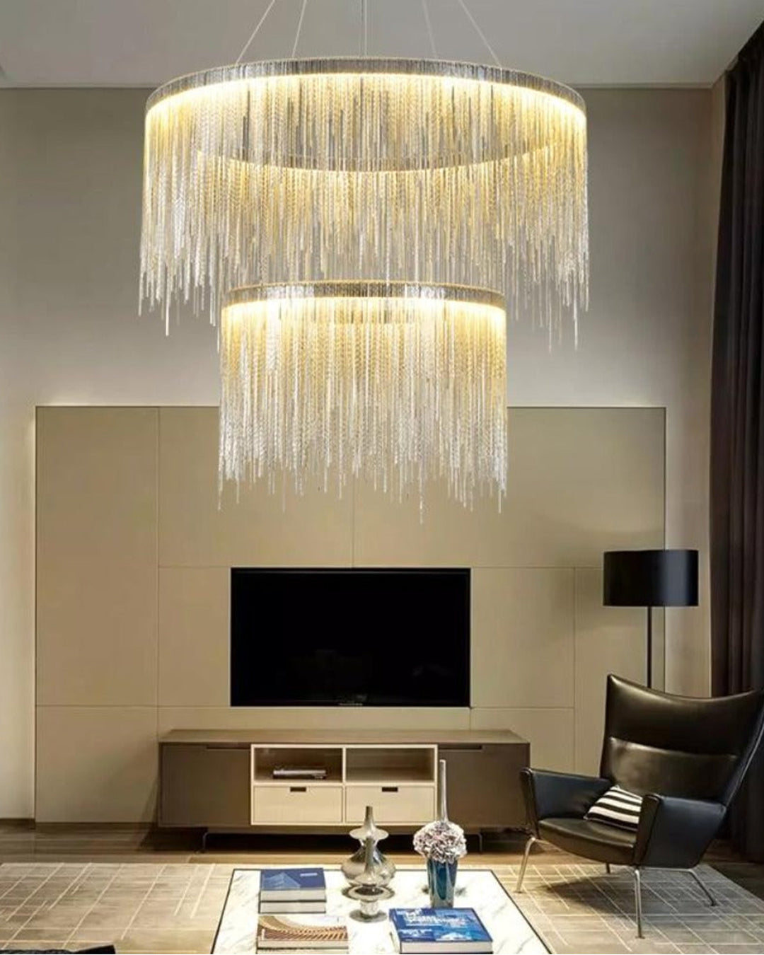 WOMO Tiered Fringe Chandelier-WM2062c