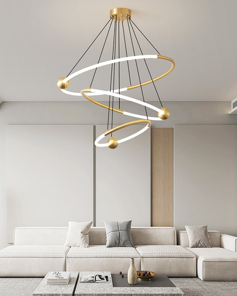 WOMO Tiered Circular Led Brass Chandelier-WM2342