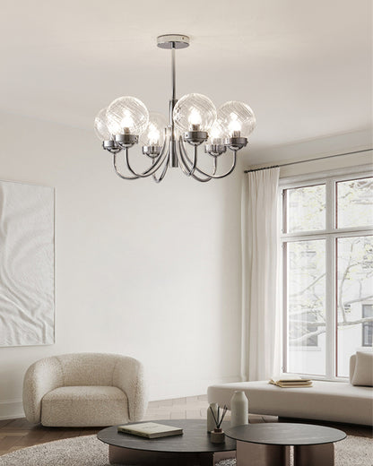 WOMO Textured Glass Chrome Arm Chandelier-WM2696