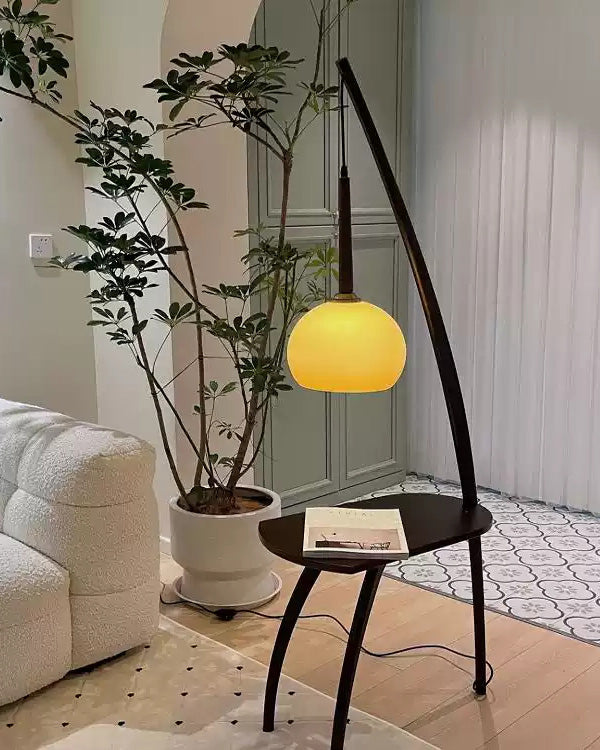 WOMO Hanging Wood Floor Lamp with Table-WM7130