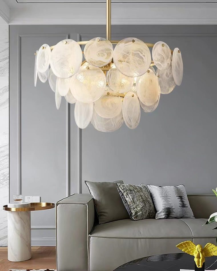 WOMO Textured Glass Disc Chandelier-WM2477