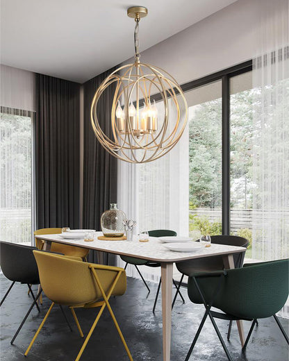 WOMO Gold Orb Cage Chandelier-WM2593