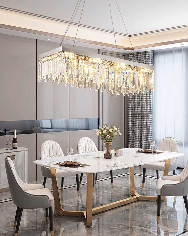 WOMO Rectangular Silver Crystal Chandelier-WM2702