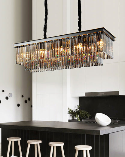 WOMO Smoked Crystal Rectangular Chandelier-WM2918