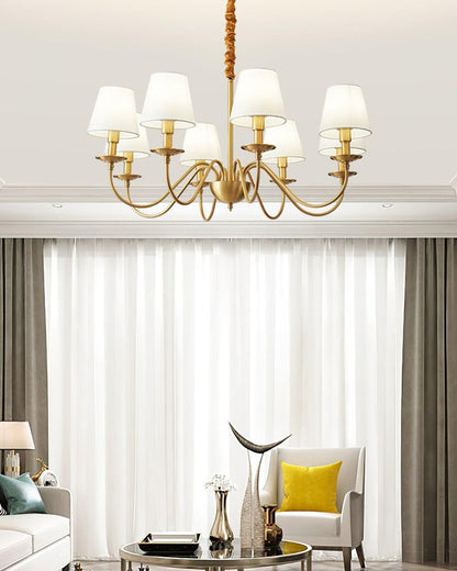 WOMO Gold Fabric Shaded Chandelier-WM2951