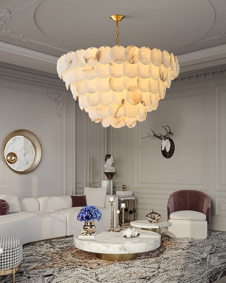 WOMO Tiered Alabaster Chandelier-WM2849