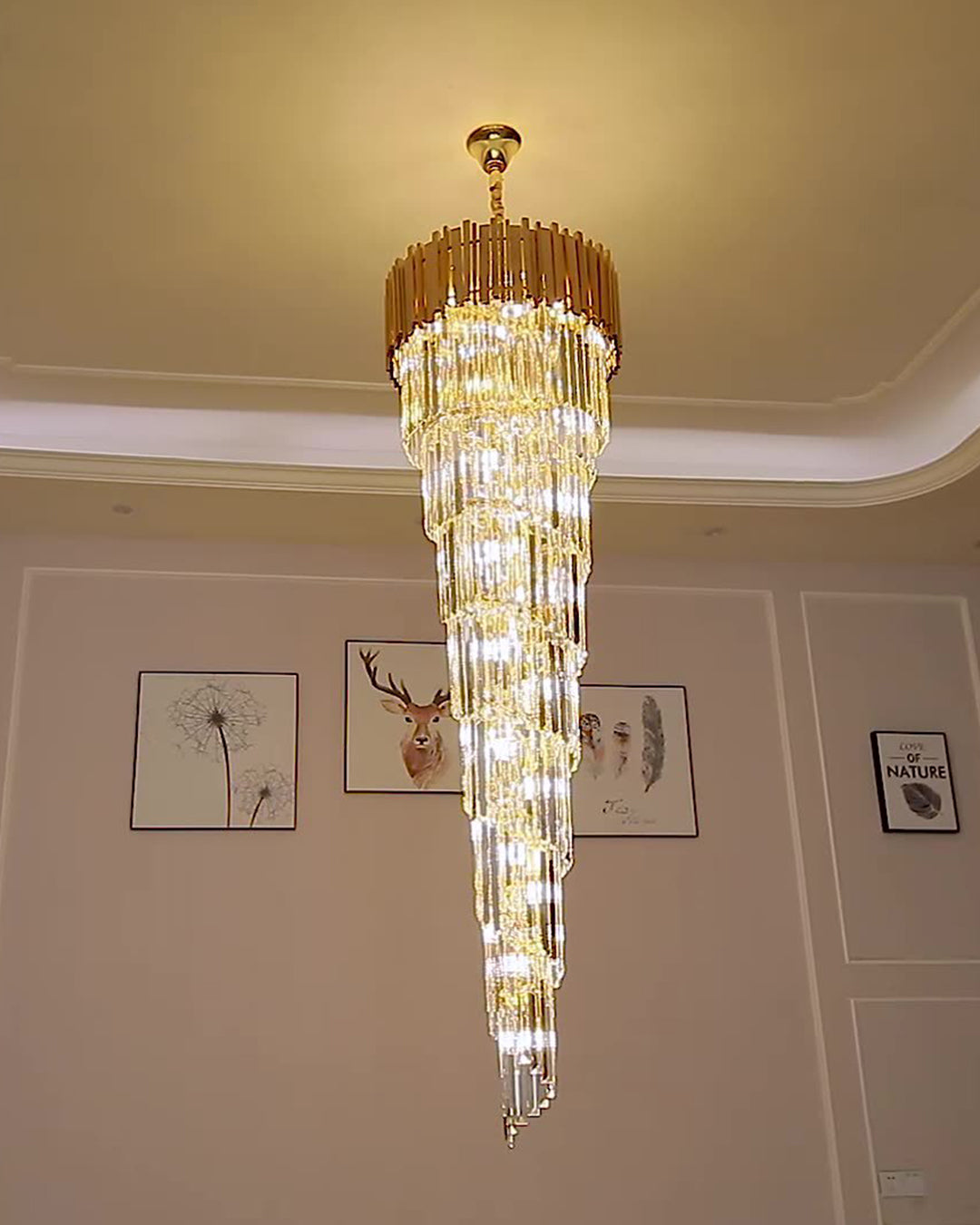 WOMO Gold Cascading Crystal Chandelier-WM2185d