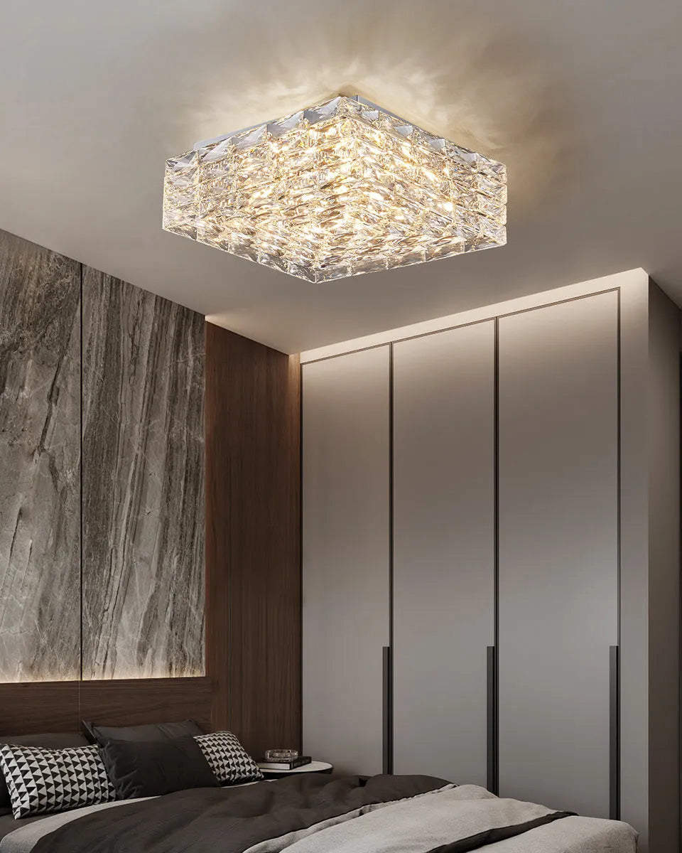 WOMO Square Crystal Flush Mount Ceiling Light-WM1130