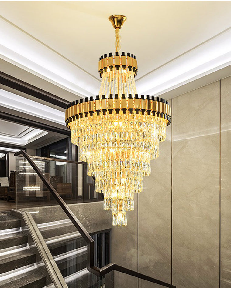 WOMO Tiered Gold Crystal Chandelier-WM2745