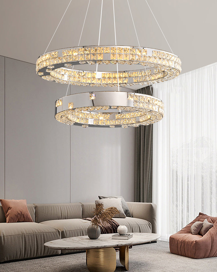 WOMO Tiered Circular Crystal Chandelier-WM2544