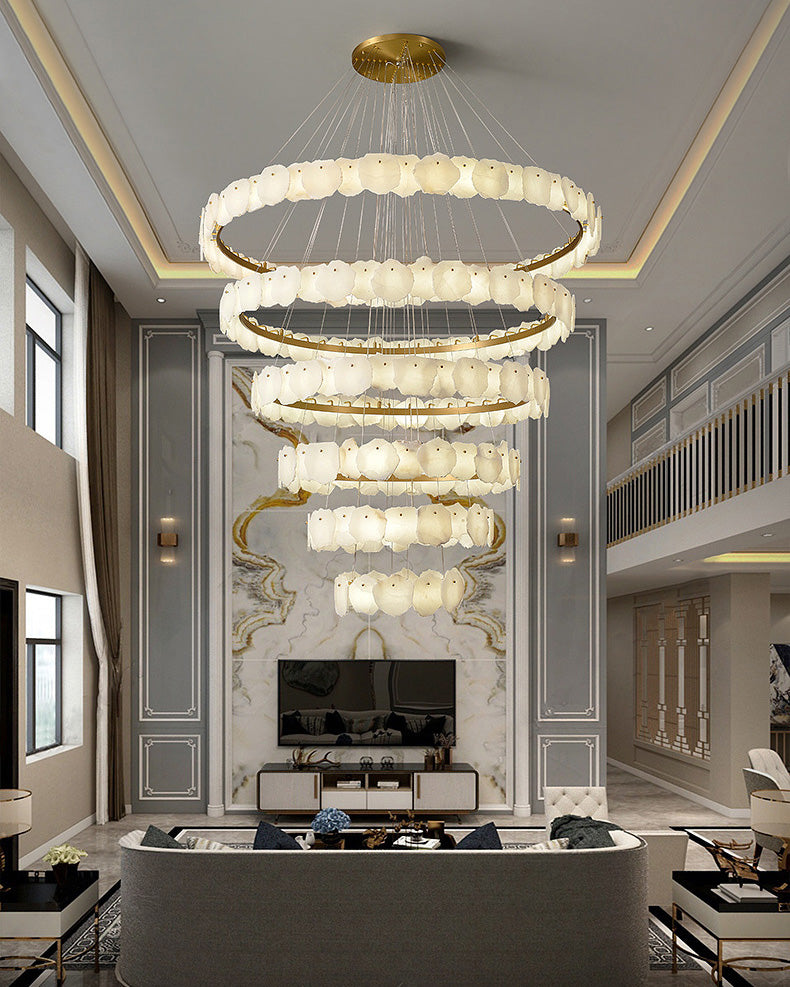 WOMO Tiered Circular Alabaster Chandelier-WM2671