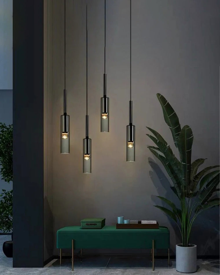 WOMO Cylinder Smoked Glass Kitchen Chandelier-WM2772