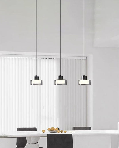 WOMO Black Glass Drum Pendant Light-WM2787