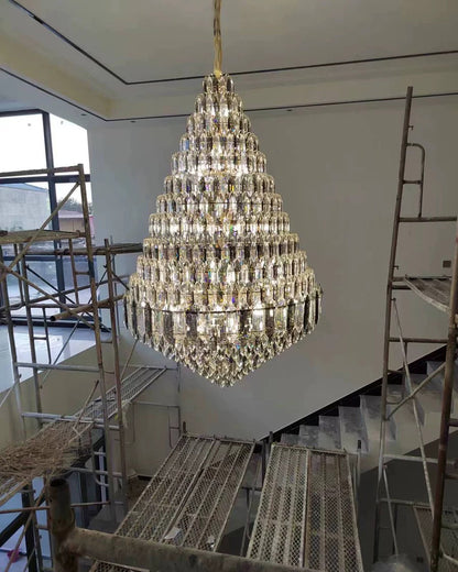 WOMO Tiered taper Crystal Foyer Chandelier-WM2384