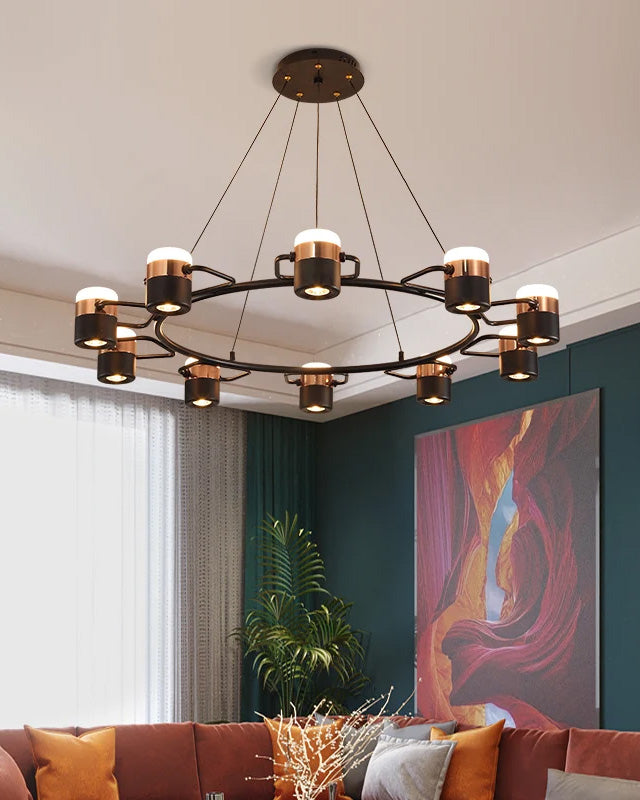 WOMO Adjustable Rose Gold Round Chandelier-WM2645