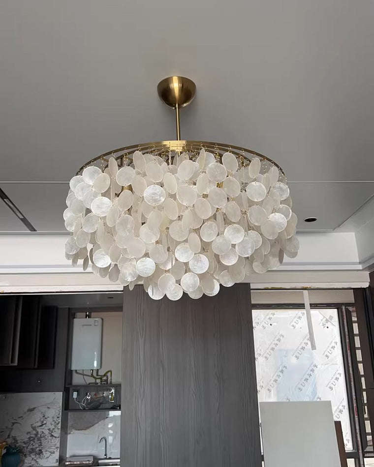 WOMO Tiered Capiz Round Chandelier-WM2346