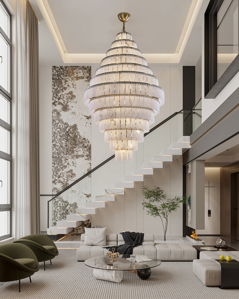 WOMO Giant Tiered Alabaster Foyer Chandelier-WM2926