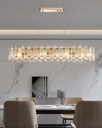 WOMO Gold Crystal Long Oval Chandelier-WM2403