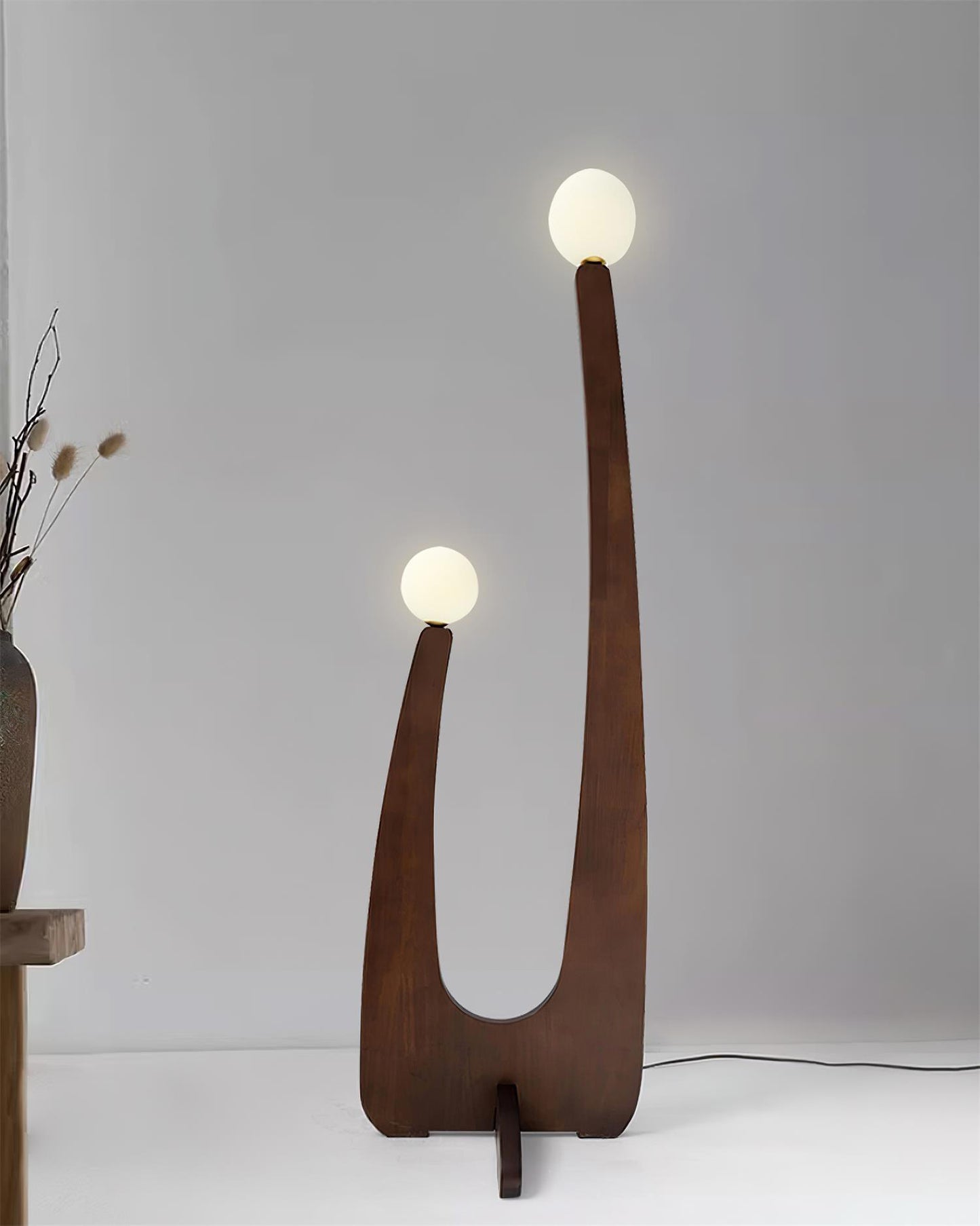 WOMO Globe Wood Sculptural Floor Lamp-WM7131