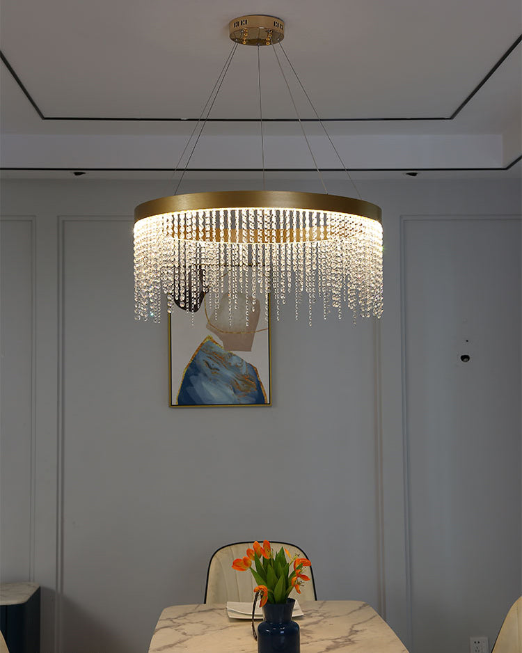 WOMO Rectangular Crystal Fringe Chandelier-WM2349