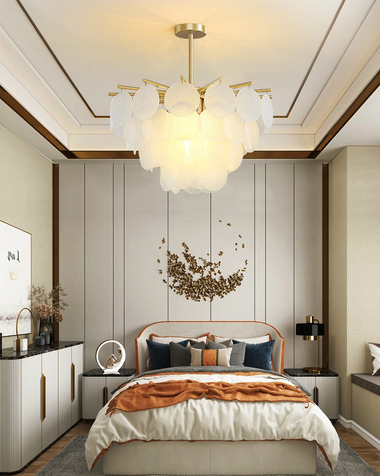 WOMO Tiered Textured Glass Cloud Chandelier-WM2005