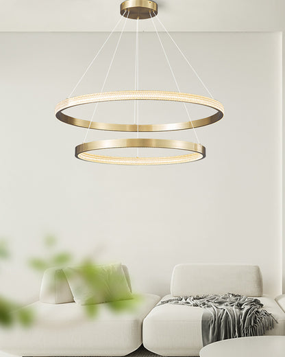 WOMO Tiered Circular Led Brass Chandelier-WM2347